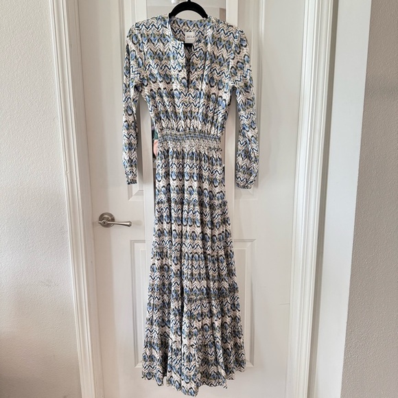 NEW Misa Los Angeles Maxi Dress Size Small Color White Blue
